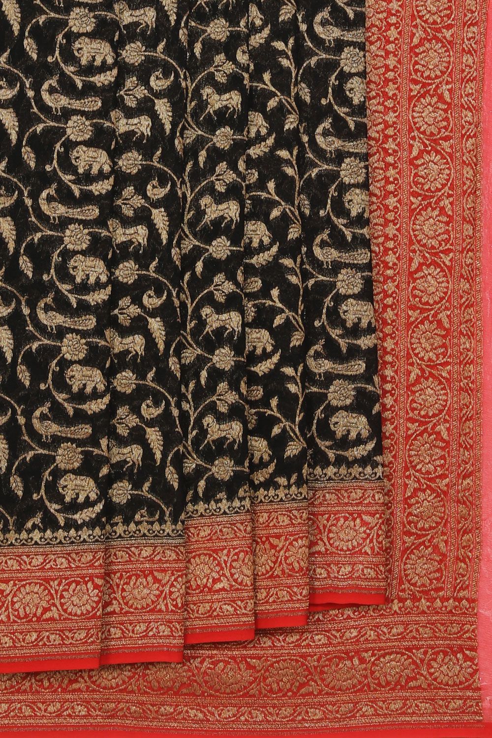 Onyx black banarasi georgette silk khaddi jaal saree – Sarees By Muhurat